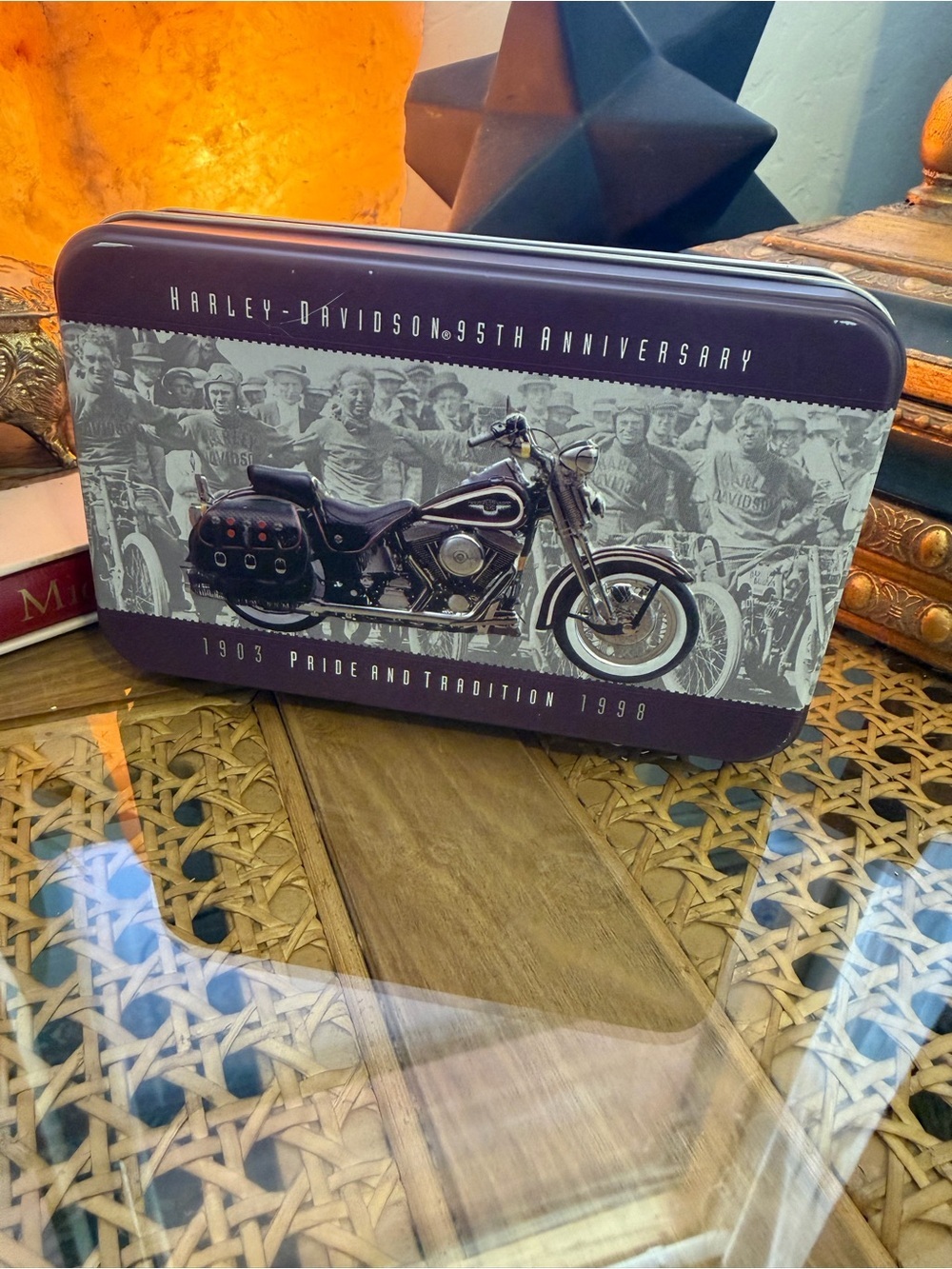 Harley-Davidson Silver and Purple Commemorative Tin Design